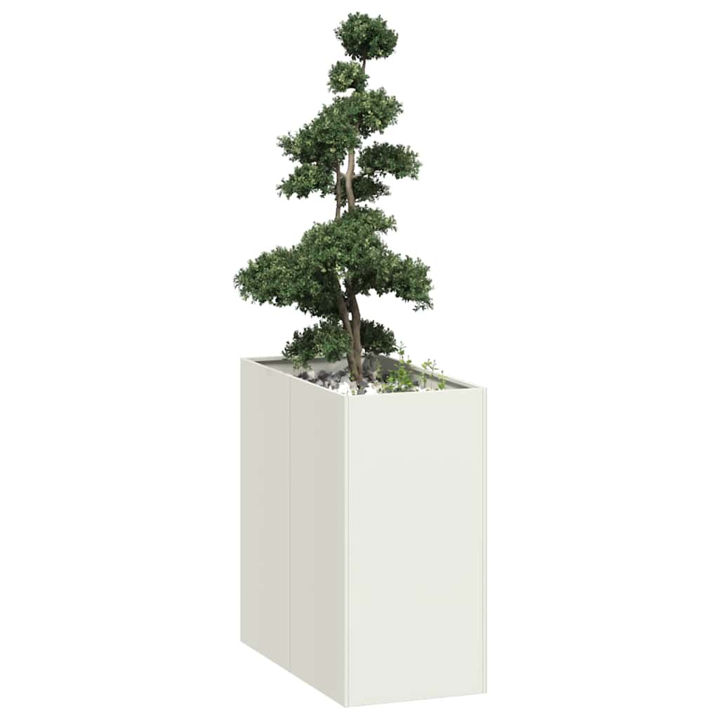 Planter Steel Depth 80 cm Height 80 cm White 40 cm