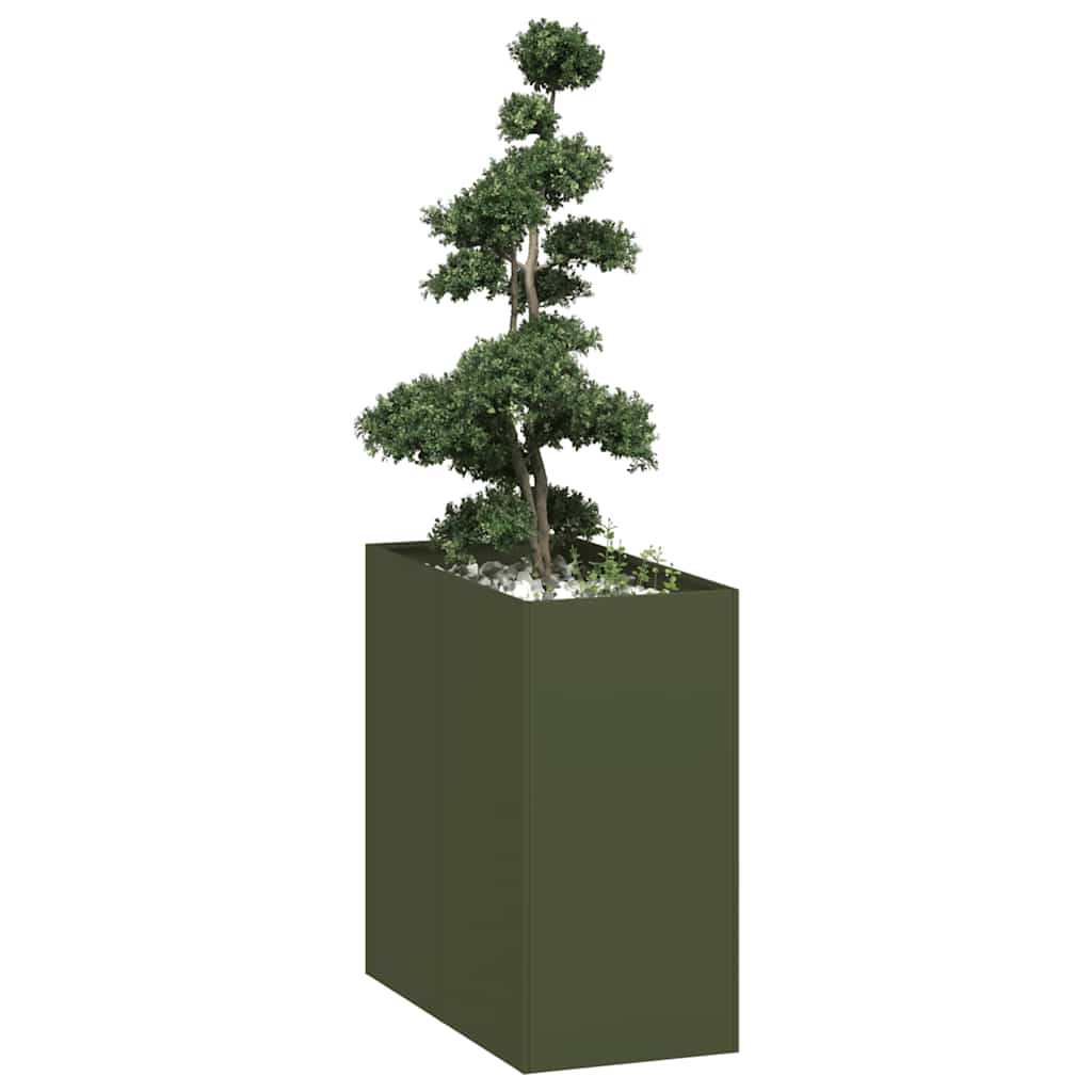 Planter Steel Depth 80 cm Height 80 cm Olive green 40 cm