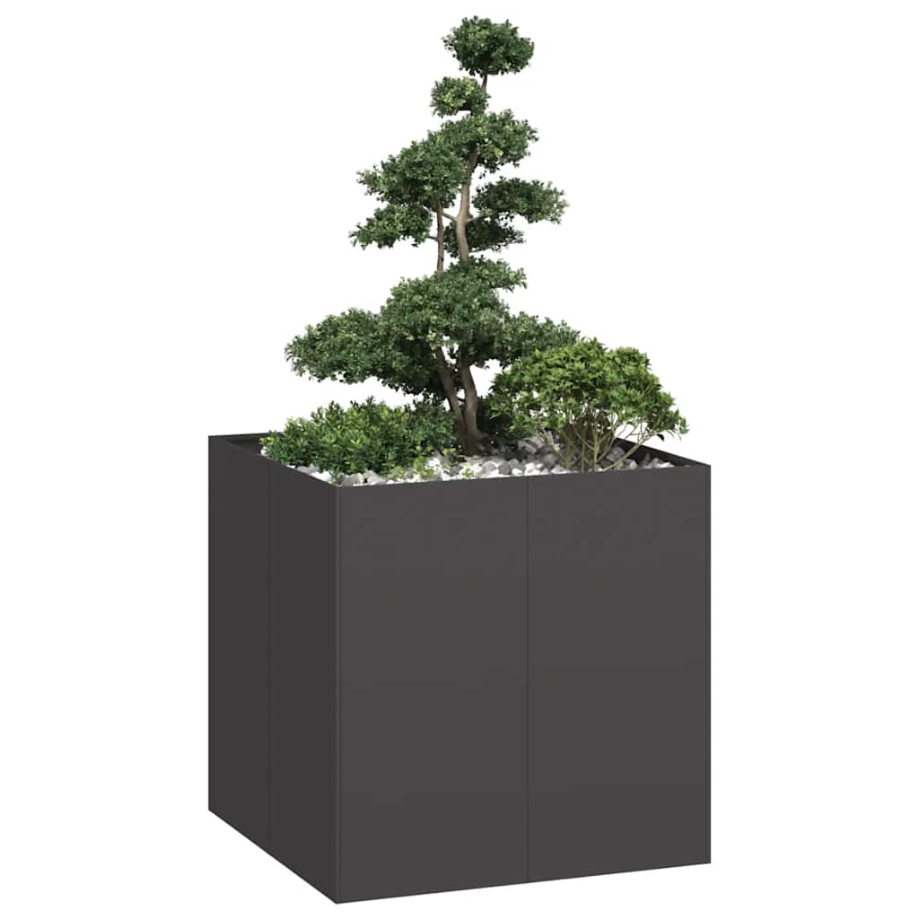 Planter Steel Depth 80 cm Height 80 cm Black 80 cm