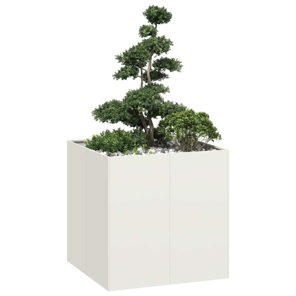 Planter Steel Depth 80 cm Height 80 cm White 80 cm