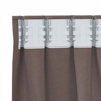 Blackout Curtains with Rings 2 pcs 225 x 140 cm Heading Tape Dark brown