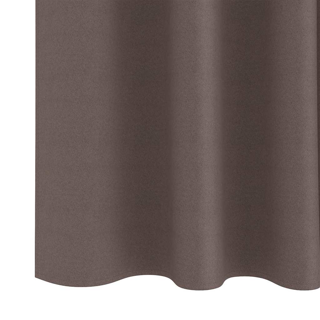 Blackout Curtains with Rings 2 pcs 225 x 140 cm Heading Tape Dark brown