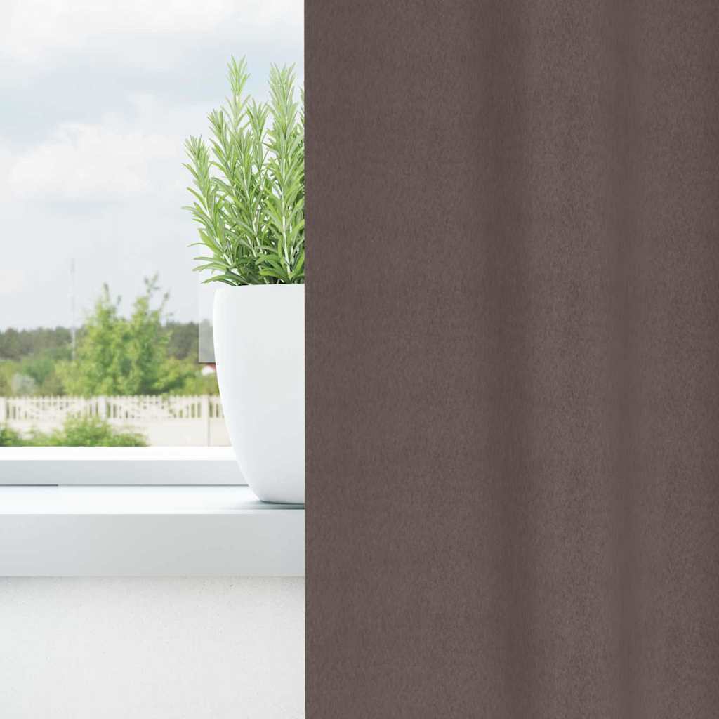 Blackout Curtains with Rings 2 pcs 225 x 140 cm Heading Tape Dark brown