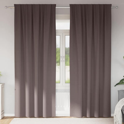 Blackout Curtains with Rings 2 pcs 225 x 140 cm Heading Tape Dark brown