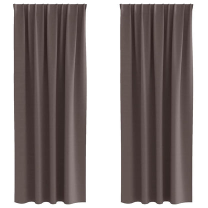 Blackout Curtains with Rings 2 pcs 225 x 140 cm Heading Tape Dark brown