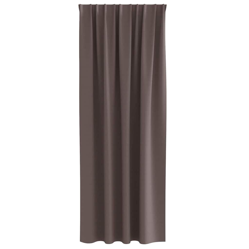 Blackout Curtains with Rings 2 pcs 225 x 140 cm Heading Tape Dark brown