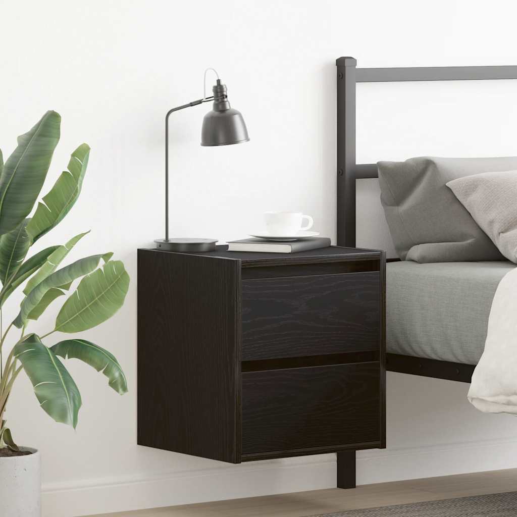 Wall-mounted Bedside Cabinet 38x34x40 cm Black oak 1