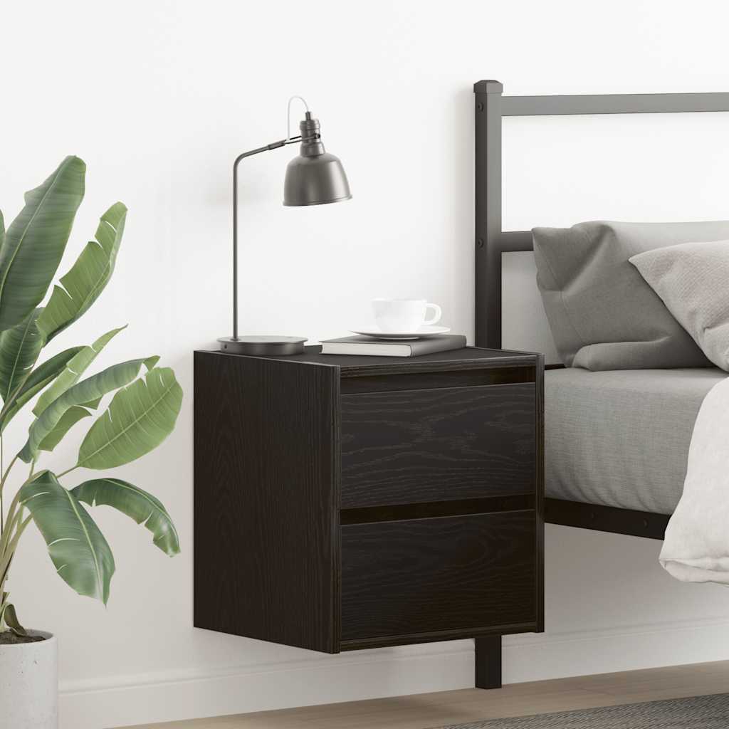 Wall-mounted Bedside Cabinet 38x34x40 cm Black oak 2