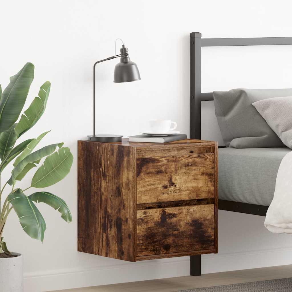 Wall-mounted Bedside Cabinet 38x34x40 cm Smoked oak 2