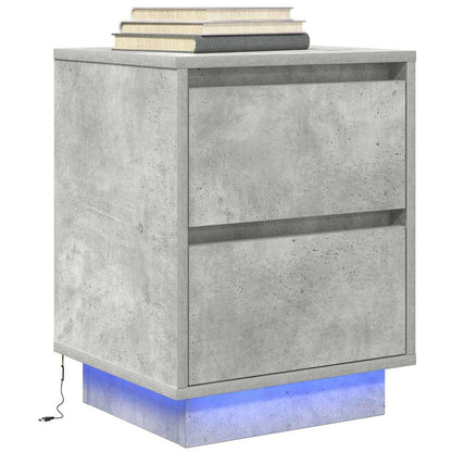Bedside Cabinet with LED Lights 38x34x50 cm Concrete grey 50 cm