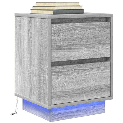 Bedside Cabinet with LED Lights 38x34x50 cm Grey sonoma 50 cm