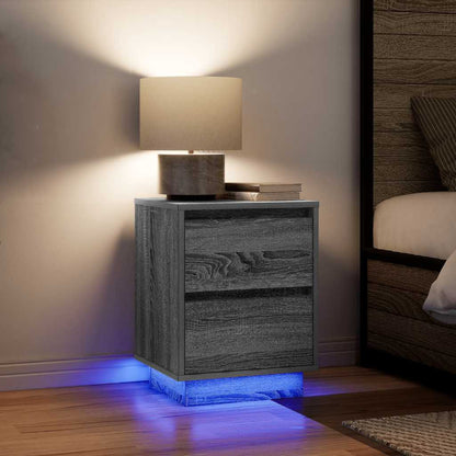 Bedside Cabinets with LED Lights 38x34x50 cm 2 pcs Grey sonoma