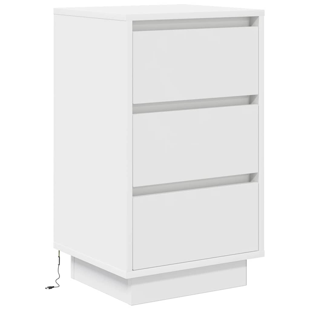 Bedside Cabinet with LED Lights 38x34x50 cm White 65 cm