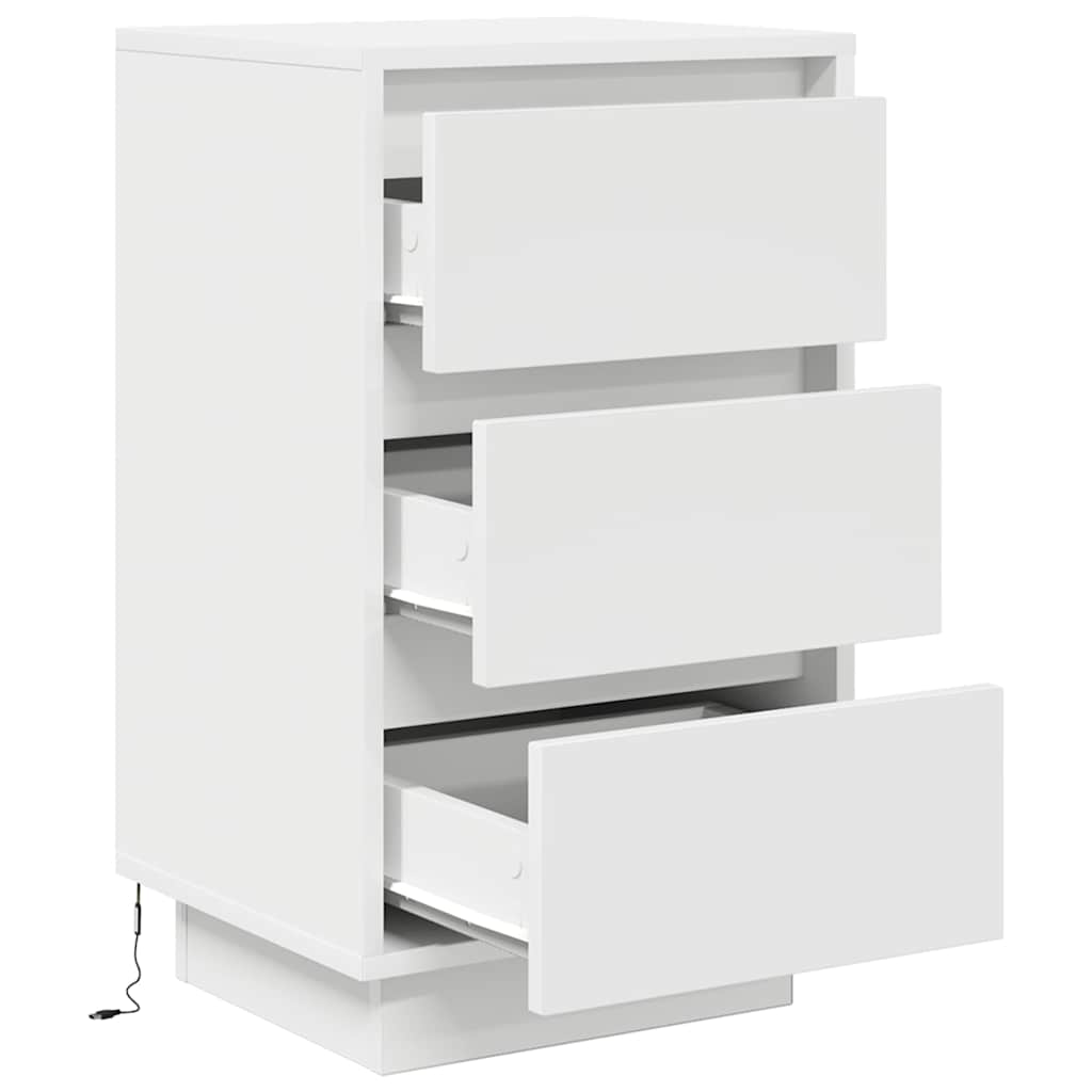 Bedside Cabinet with LED Lights 38x34x50 cm White 65 cm