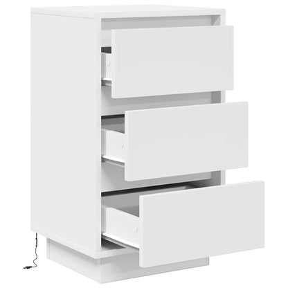 Bedside Cabinet with LED Lights 38x34x50 cm White 65 cm