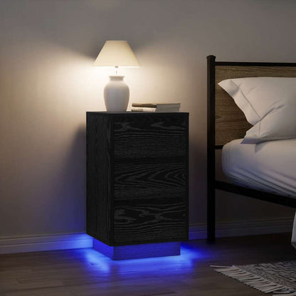 Bedside Cabinet with LED Lights 38x34x50 cm Black 65 cm