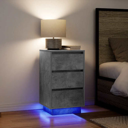 Bedside Cabinet with LED Lights 38x34x50 cm Concrete grey 65 cm