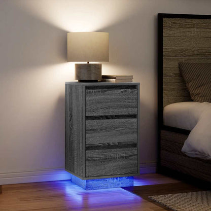 Bedside Cabinet with LED Lights 38x34x50 cm Grey sonoma 65 cm