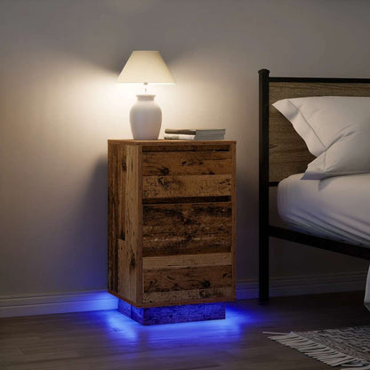 Bedside Cabinet with LED Lights 38x34x50 cm Old wood 65 cm