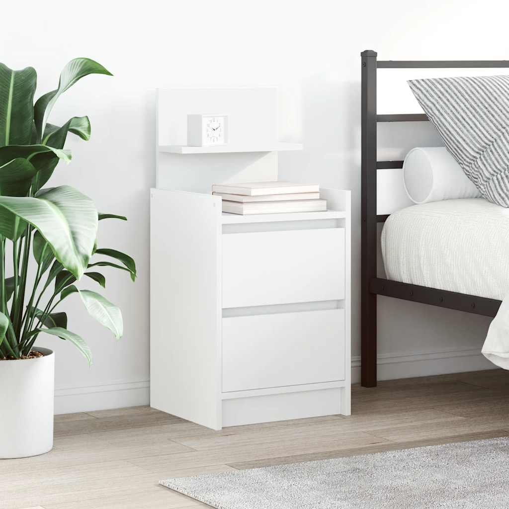 Bedside Cabinet with 2 Drawers 38x34x80 cm White 2