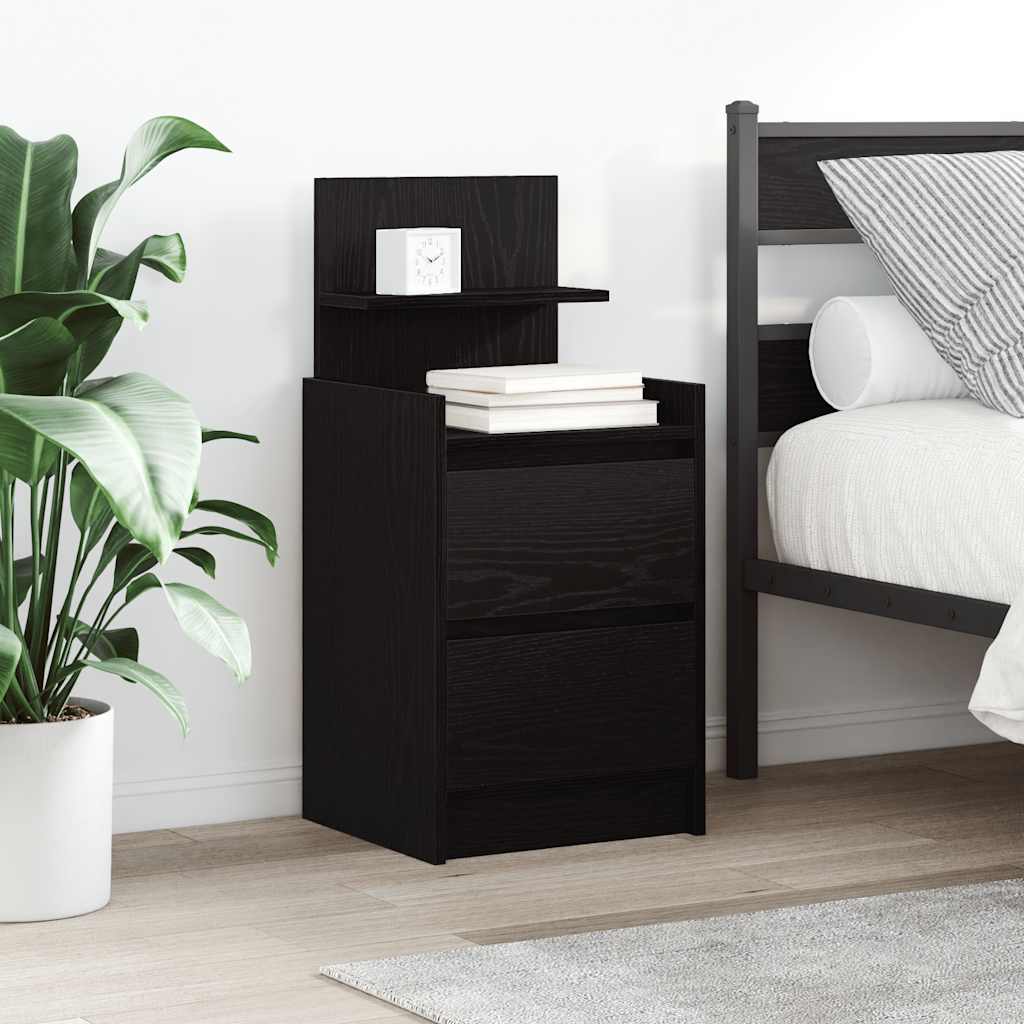 Bedside Cabinet with 2 Drawers 38x34x80 cm Black 1