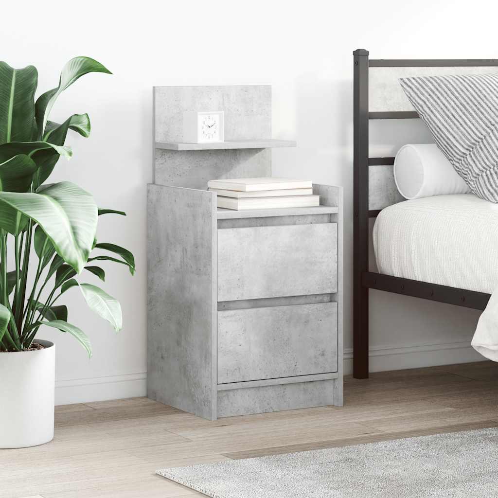 Bedside Cabinet with 2 Drawers 38x34x80 cm Concrete grey 2