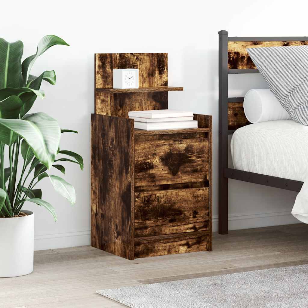 Bedside Cabinet with 2 Drawers 38x34x80 cm Smoked oak 1