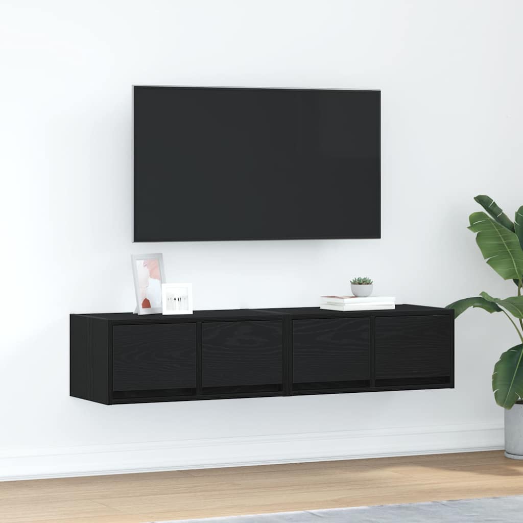 TV Cabinets 60x31x25.5 cm Engineered Wood 2 pcs Black oak 60 x 31 x 25.5 cm
