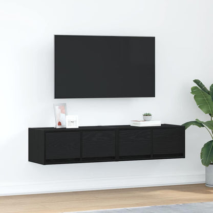 TV Cabinets 60x31x25.5 cm Engineered Wood 2 pcs Black oak 60 x 31 x 25.5 cm