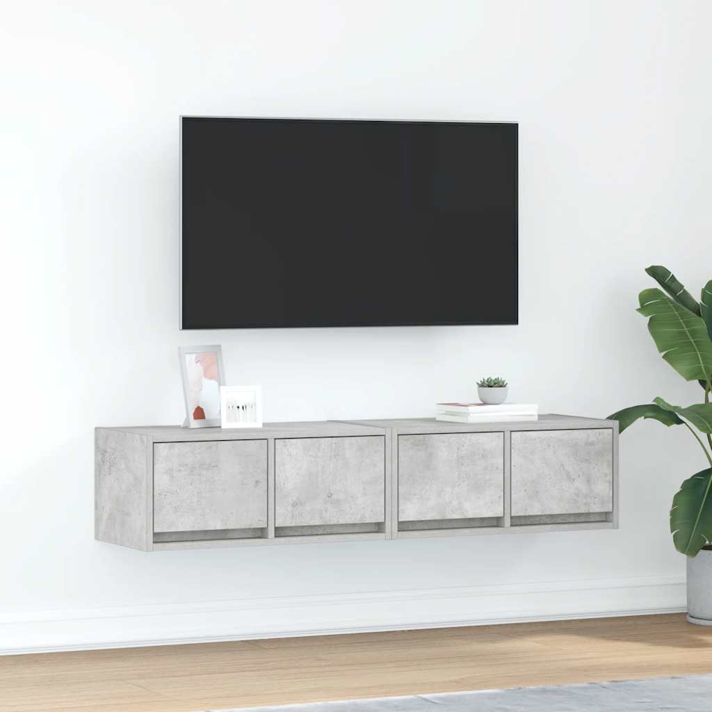TV Cabinets 60x31x25.5 cm Engineered Wood 2 pcs Concrete grey 60 x 31 x 25.5 cm