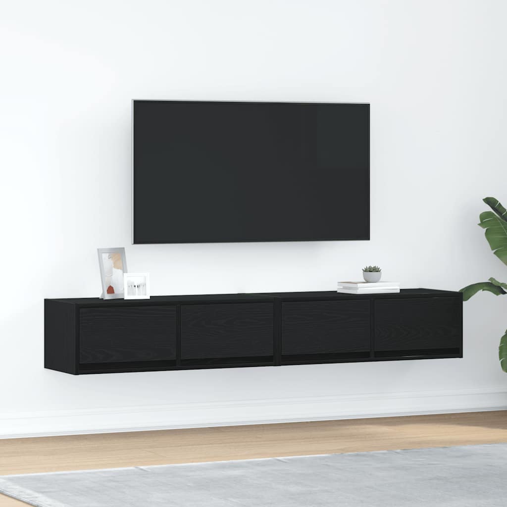 TV Cabinets 60x31x25.5 cm Engineered Wood 2 pcs Black oak 80 x 31 x 25.5 cm