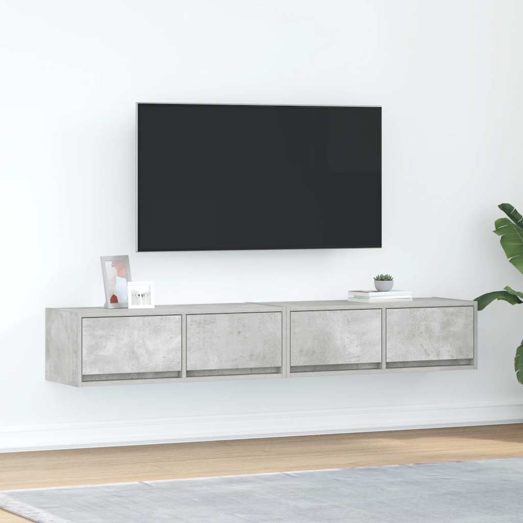 TV Cabinets 60x31x25.5 cm Engineered Wood 2 pcs Concrete grey 80 x 31 x 25.5 cm