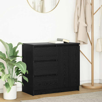 Sideboard with Drawer 71x35x65 cm Engineered Wood Black oak