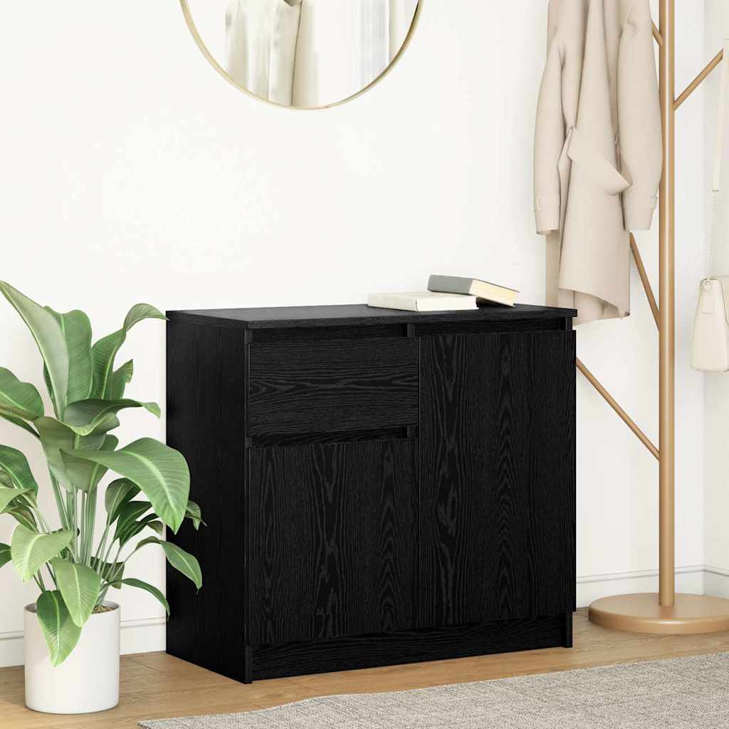 Sideboard with Drawer 71x35x65 cm Engineered Wood Black oak