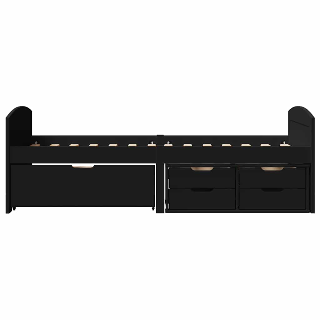 vidaXL Day Bed with 5 Drawers without Mattress IRUN Black 90x200 cm 5