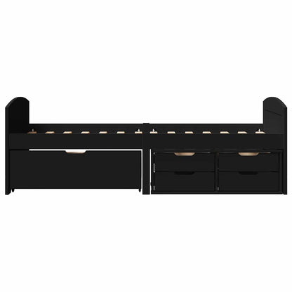 vidaXL Day Bed with 5 Drawers without Mattress IRUN Black 90x200 cm 5