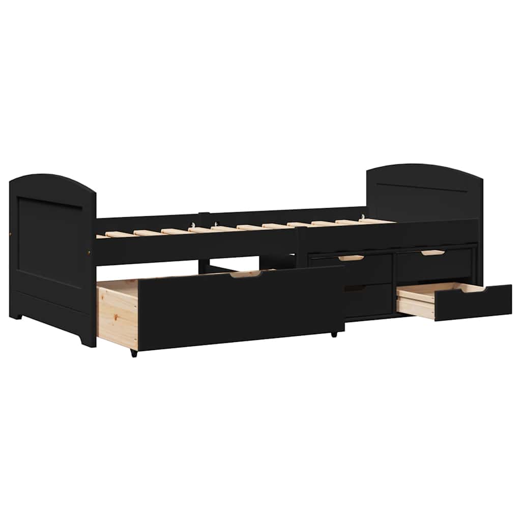 vidaXL Day Bed with 5 Drawers without Mattress IRUN Black 90x200 cm 6