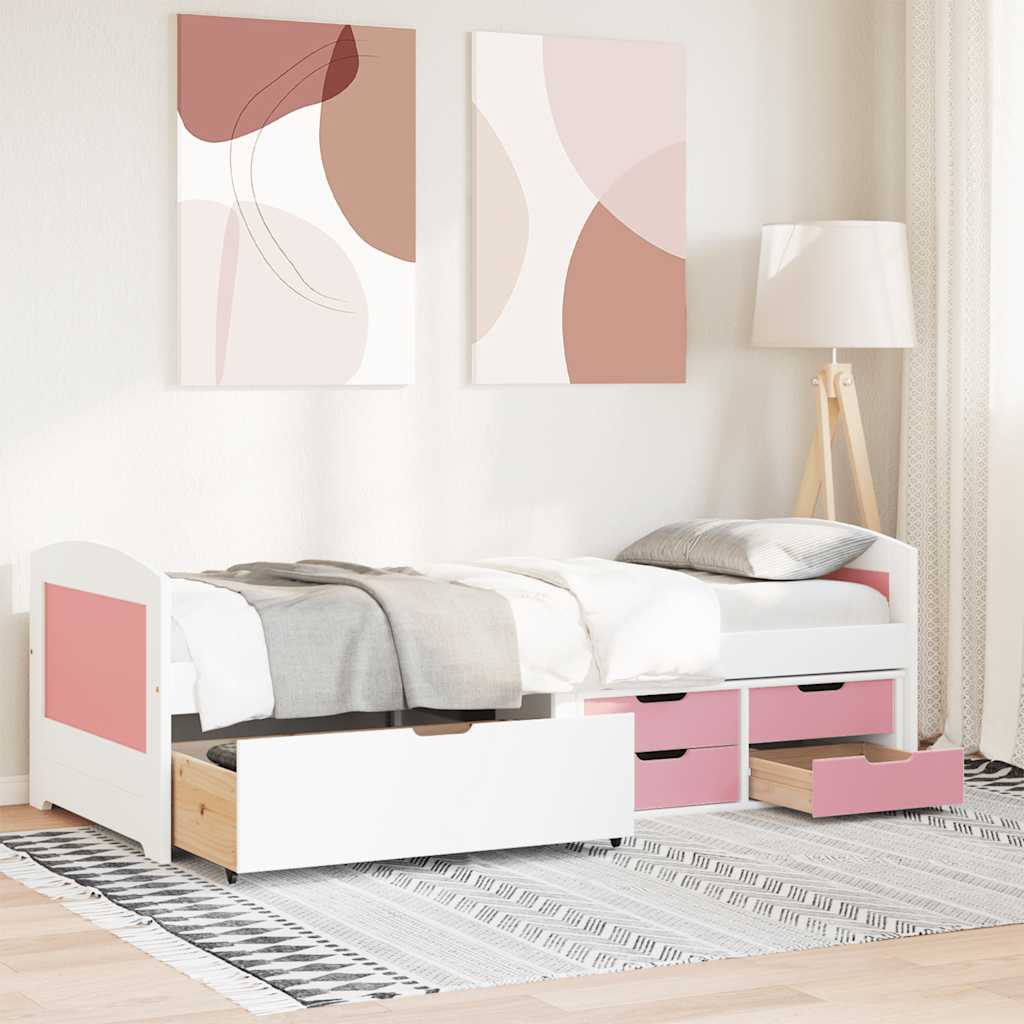 vidaXL Day Bed with 5 Drawers without Mattress IRUN White&Pink 90x200 cm 3