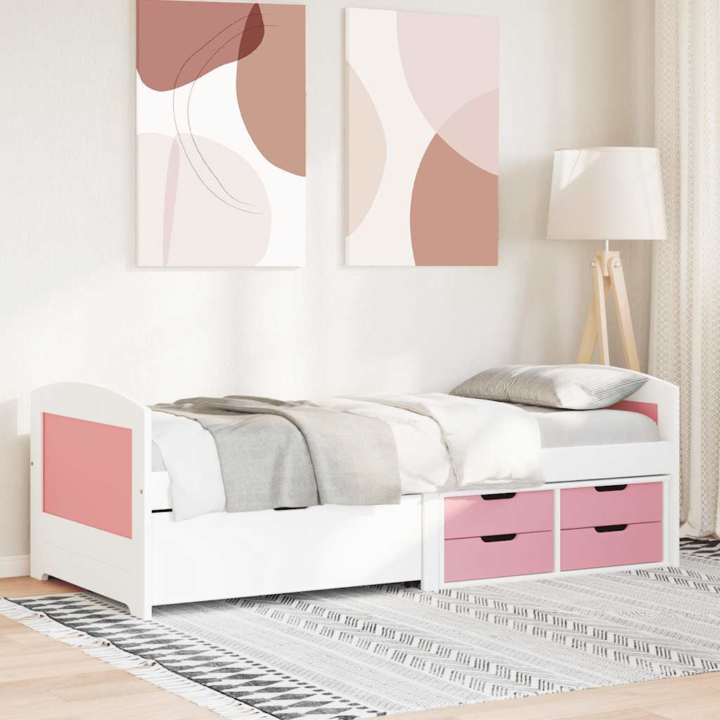 vidaXL Day Bed with 5 Drawers without Mattress IRUN White&Pink 90x200 cm 4