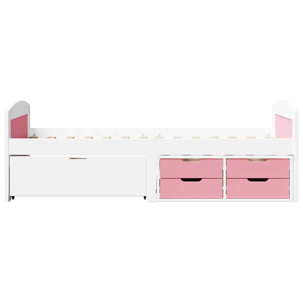 vidaXL Day Bed with 5 Drawers without Mattress IRUN White&Pink 90x200 cm 5