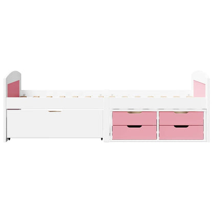 vidaXL Day Bed with 5 Drawers without Mattress IRUN White&Pink 90x200 cm 5