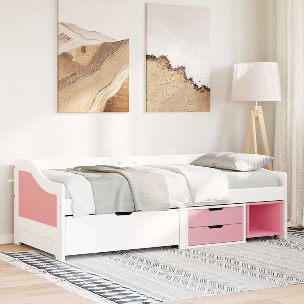 vidaXL Day Bed with 3 Drawers without Mattress IRUN White&Pink 90x200 cm 4