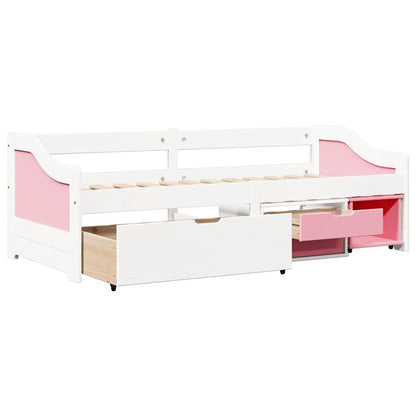 vidaXL Day Bed with 3 Drawers without Mattress IRUN White&Pink 90x200 cm 6