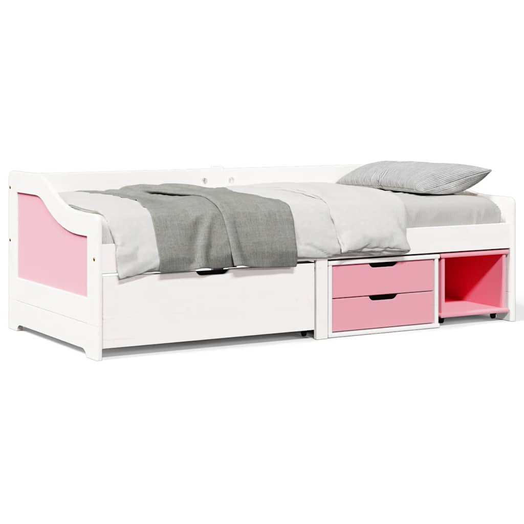 vidaXL Day Bed with 3 Drawers without Mattress IRUN White&Pink 90x200 cm 1