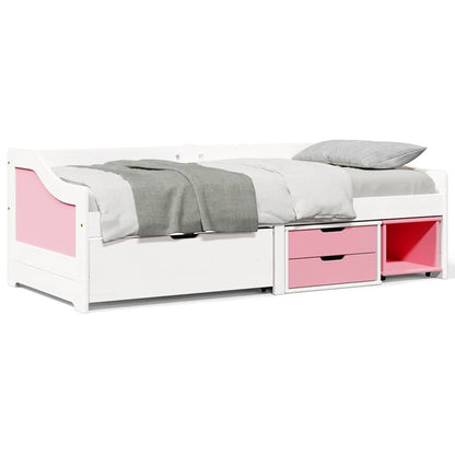 vidaXL Day Bed with 3 Drawers without Mattress IRUN White&Pink 90x200 cm 1