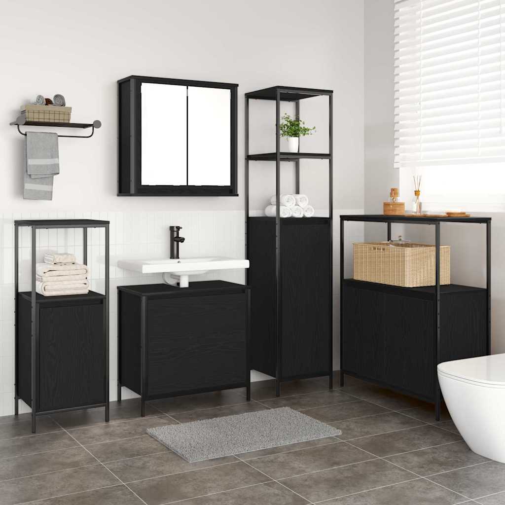 vidaXL Bathroom Furniture Set 5 pcs Black Engineered wood 1