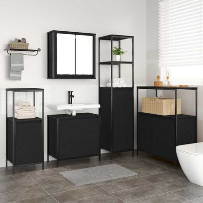 vidaXL Bathroom Furniture Set 5 pcs Black Engineered wood 1