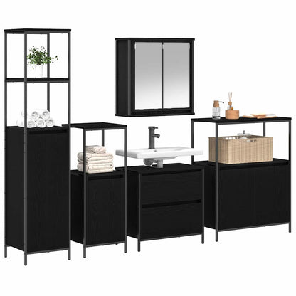 vidaXL Bathroom Furniture Set 5 pcs Black Engineered wood 3