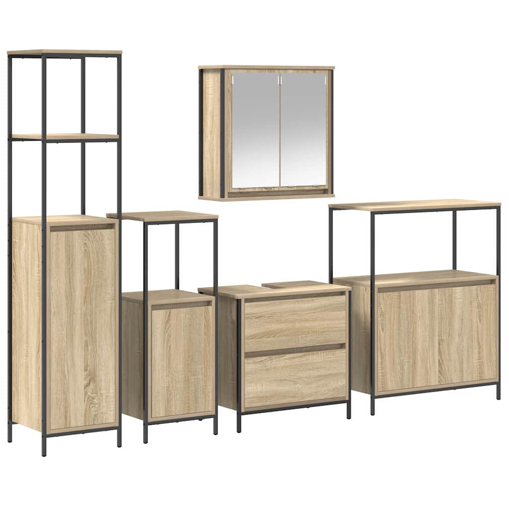 vidaXL Bathroom Furniture Set 5 pcs Beige Engineered wood 2