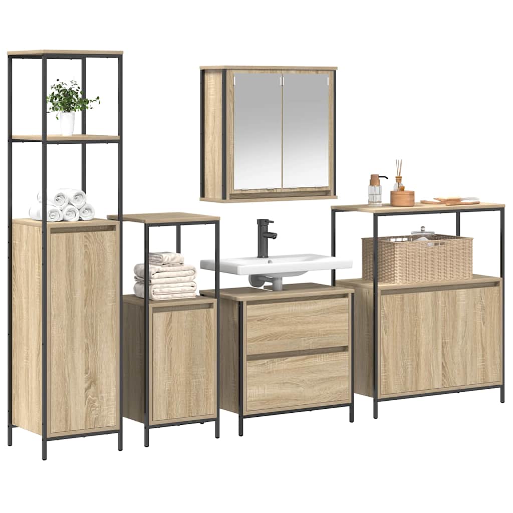 vidaXL Bathroom Furniture Set 5 pcs Beige Engineered wood 3
